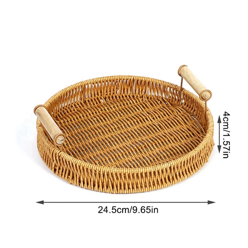 Circular Rattan Serving Tray