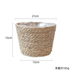 Straw Weaving Flower Plant Pot - Solid