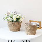Straw Weaving Flower Plant Pot - Solid