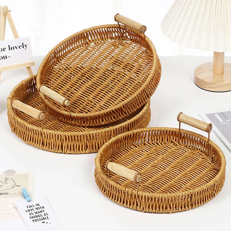 Circular Rattan Serving Tray