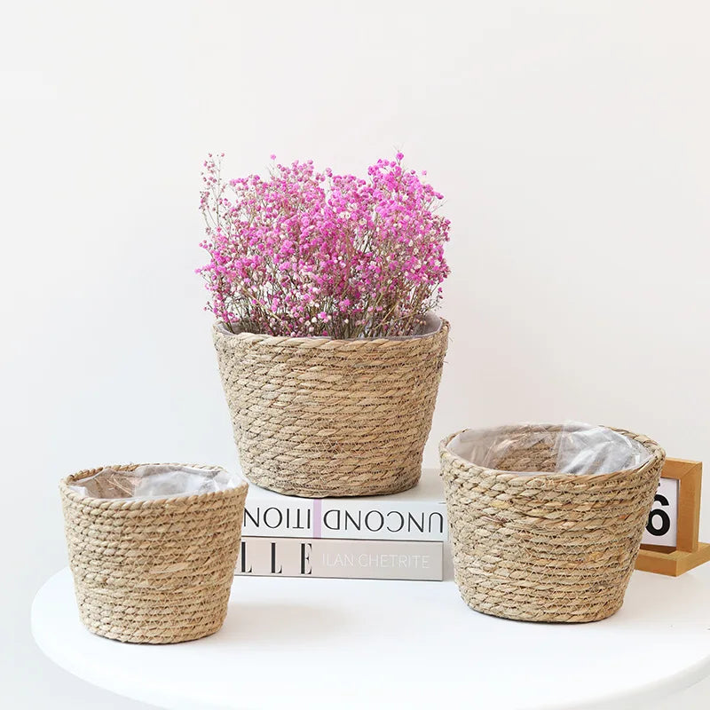 Straw Weaving Flower Plant Pot