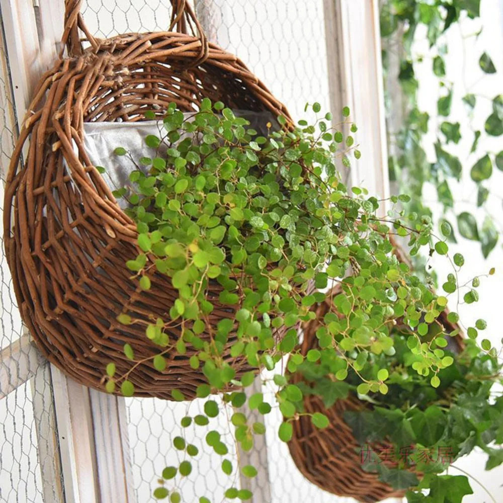 Handmade Wicker Rattan Hanging Planter Basket