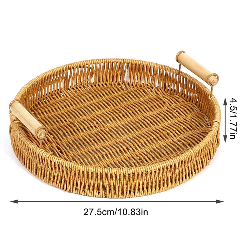 Circular Rattan Serving Tray