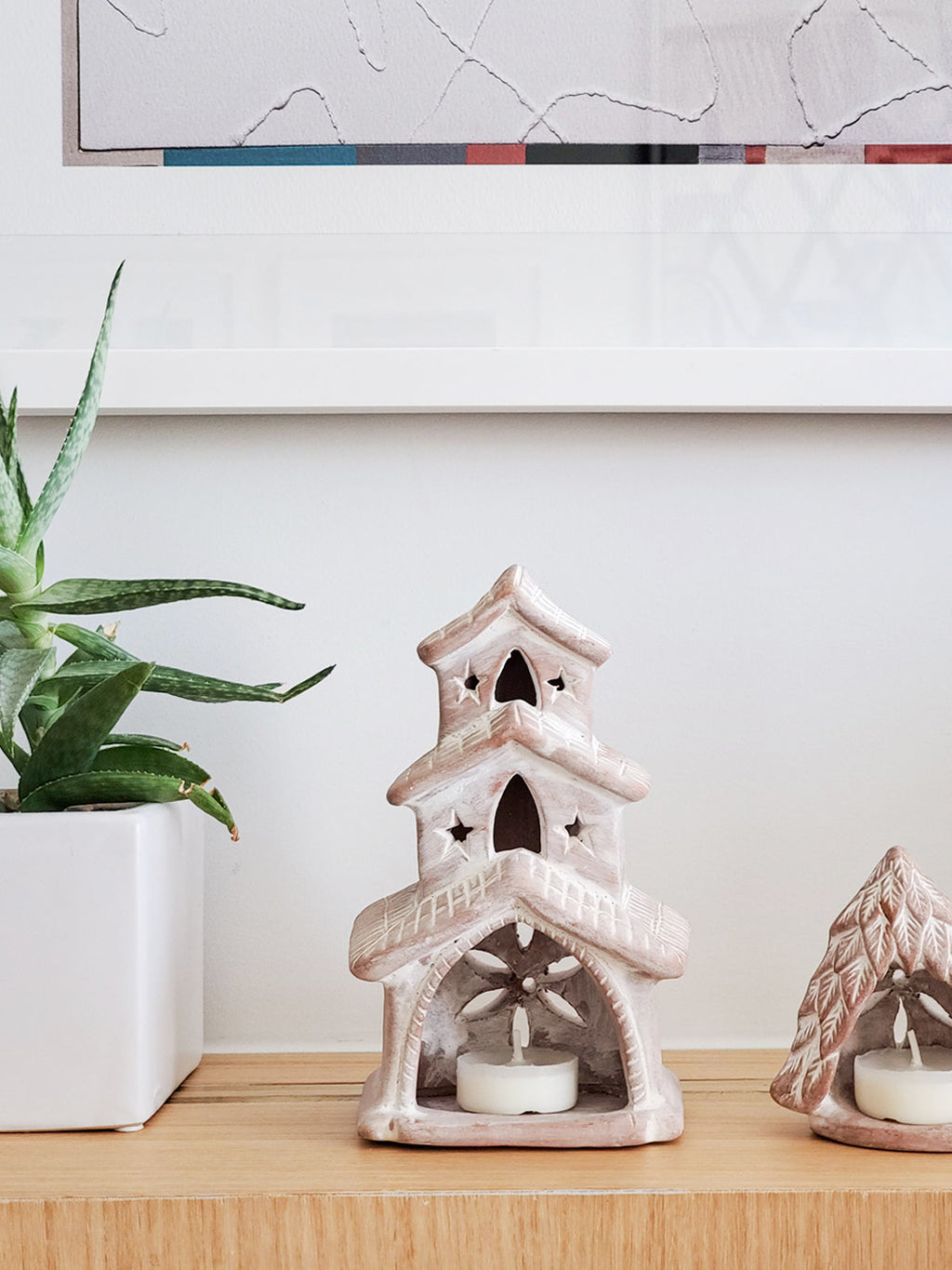 Cozy Glow Terracotta Tea Light Holder - House