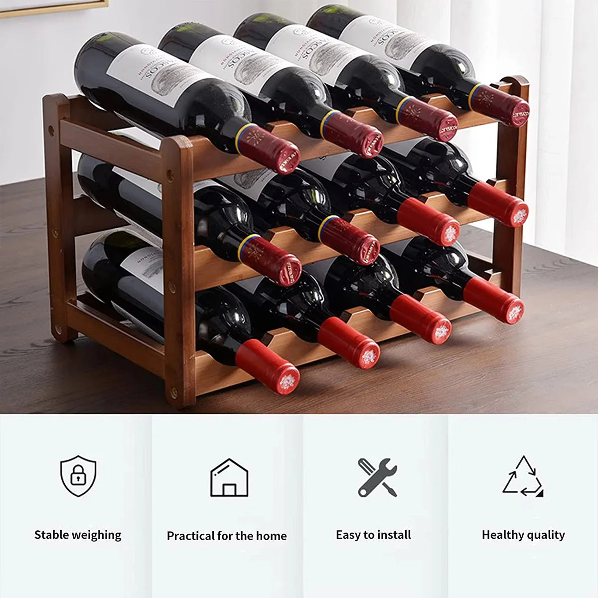 Three Tier Bamboo Wine Rack
