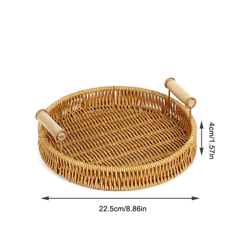 Circular Rattan Serving Tray