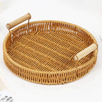 Circular Rattan Serving Tray