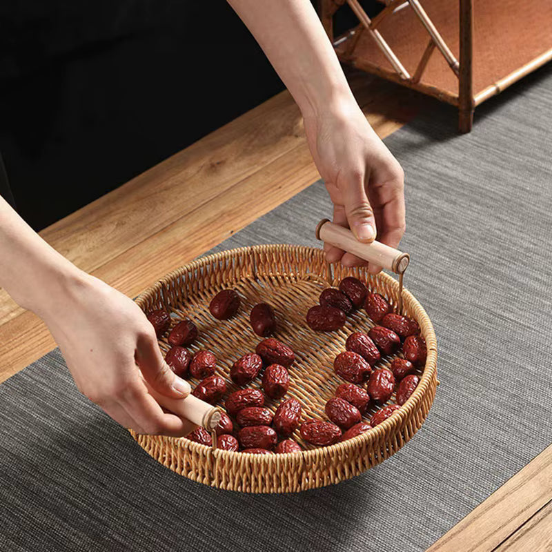 Circular Rattan Serving Tray